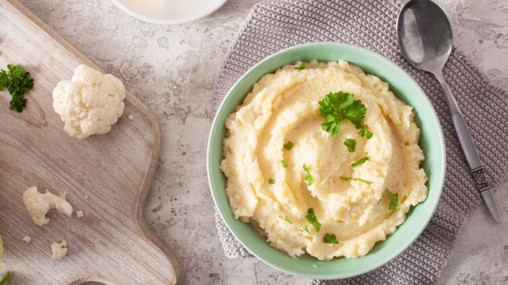 Garlic and Parmesan Mashed Cauliflower