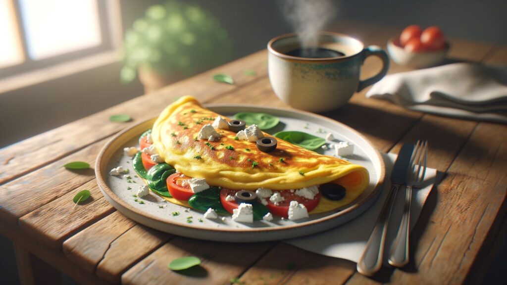 Feta Cheese Omelet, a perfect proper human breakfast.