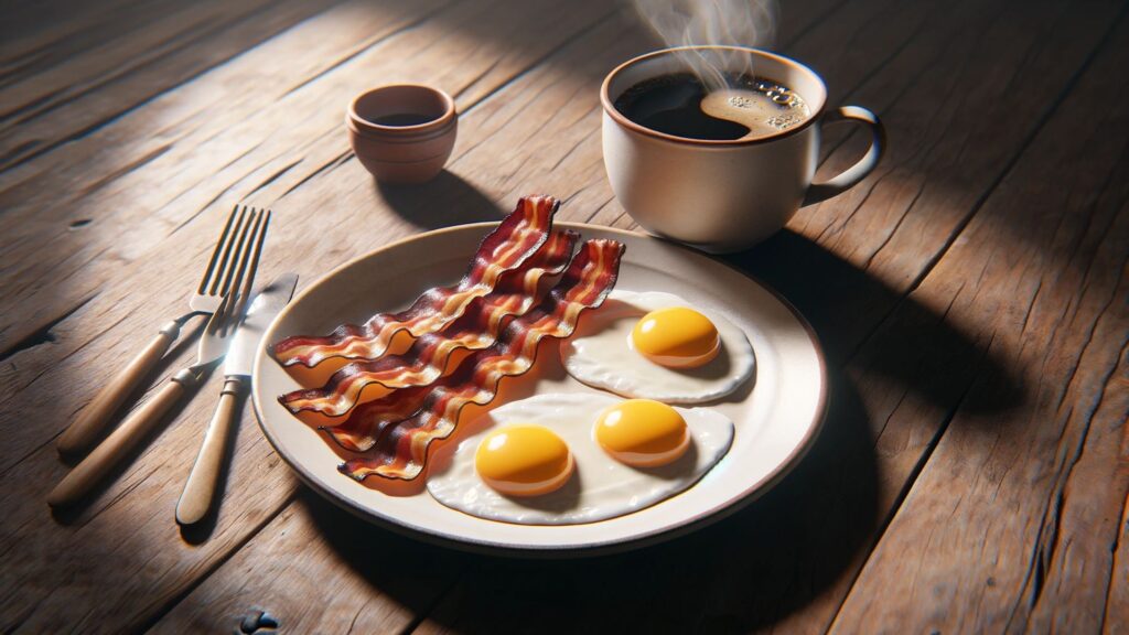 Eggs and bacon, the perfect proper human diet breakfast.